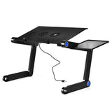 Adjustable Laptop Stand with Fans & Mouse Pad - Portable & Foldable - Side View
