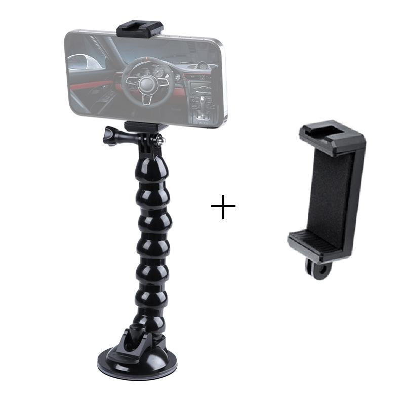 Flexible Suction Cup Mount with Cold Shoe and Phone Clamp