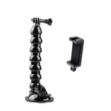 Flexible Suction Cup Mount with Cold Shoe and Phone Clamp - Side View