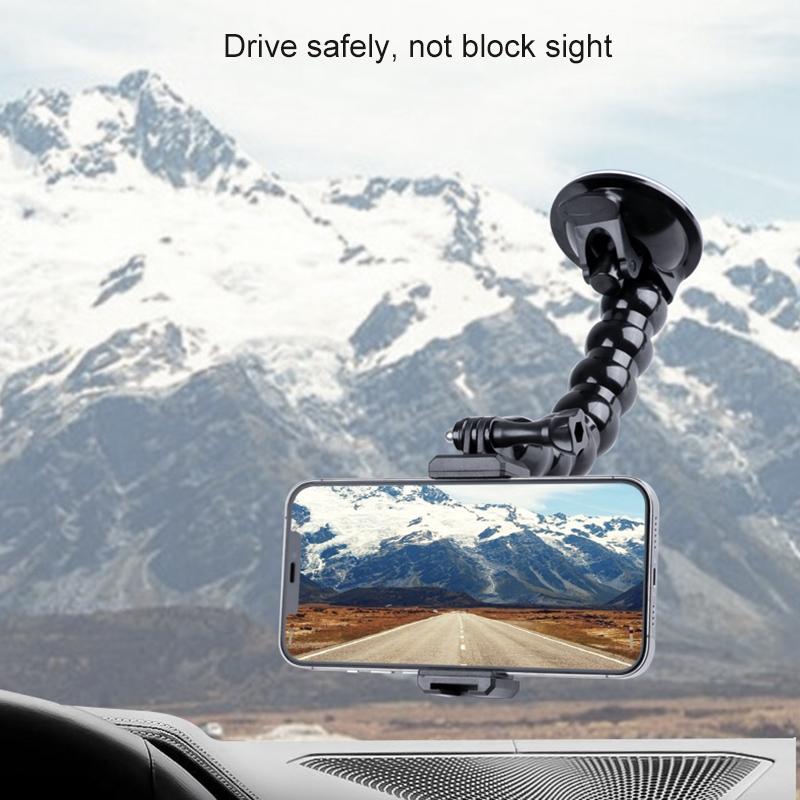 Flexible Suction Cup Mount with Cold Shoe and Phone Clamp