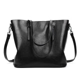 Black Pu Shoulder Bag For Women Casual Messenger Handbag - Front View