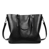 Black Pu Shoulder Bag For Women Casual Messenger Handbag - Side View