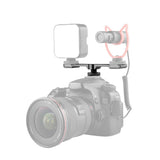 Aluminum Dual Cold Shoe Mount Adapter Extension Bracket - Black - Front View