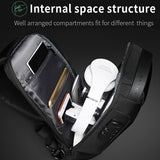 Waterproof Anti Theft Crossbody Chest Bag Men Oxford Cloth 34X18X10Cm - Black - 45-Degree Angle