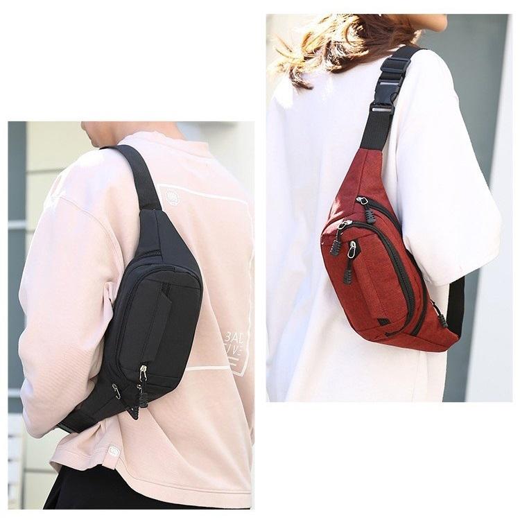 Waterproof Multi Pocket Chest Bag For Sports - Black