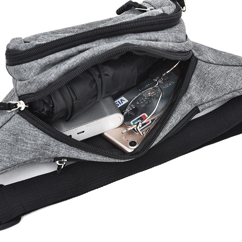 Waterproof Multi Pocket Chest Bag For Sports - Black