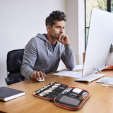 Portable Multi-functional Headphone Charger and Data Cable Storage Bag - 25 x 18 x 5cm - Black - Low Angle