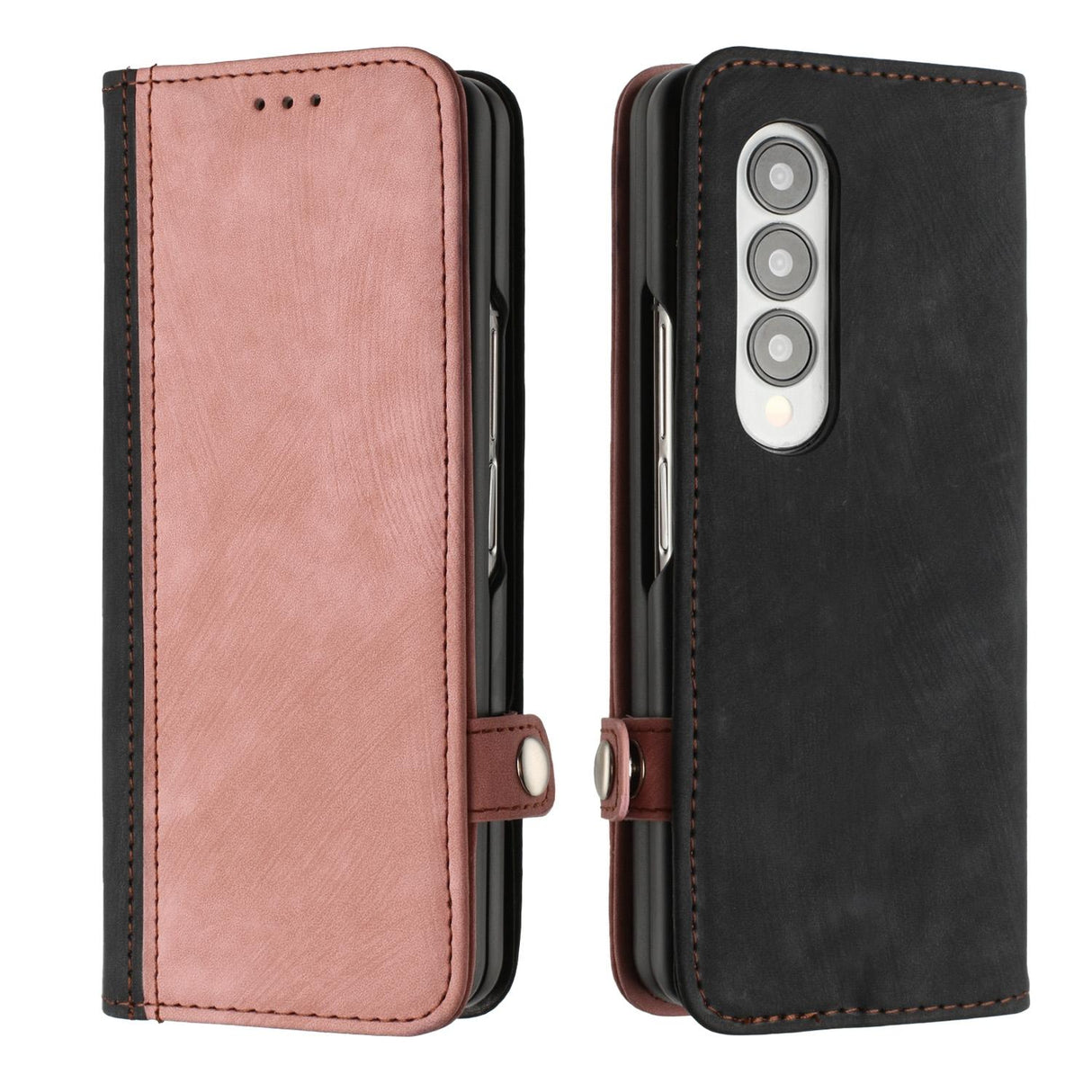 For Samsung Galaxy Z Fold4 5G Leather Phone Case With Side Buckle - Red