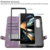 For Samsung Galaxy Z Fold4 5G Leather Phone Case With Side Buckle - Red