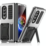 For Samsung Galaxy Z Fold4 5G Shockproof Metal Case With Holder - Red