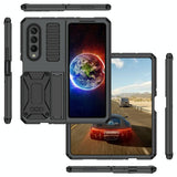 For Samsung Galaxy Z Fold4 5G Shockproof Metal Case With Holder - Red