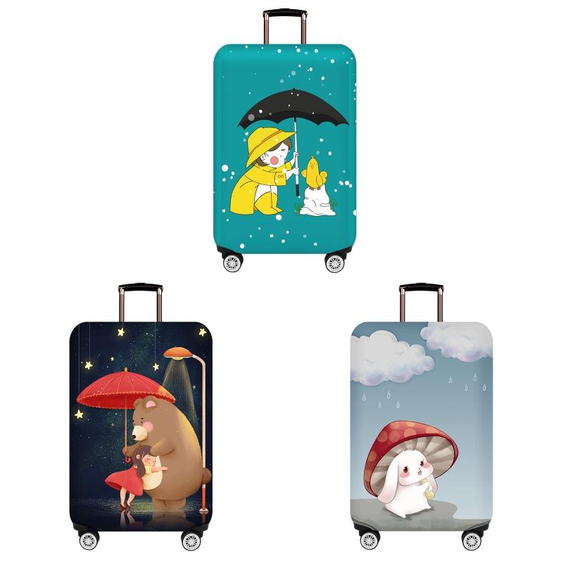Large Elastic Dustproof Luggage Cover - Durable and Protective - Bear Girl