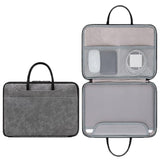 Waterproof Leather Computer Bag - 15 / 15.6 / 16 Inches Fully Open & Portable - Gray Black