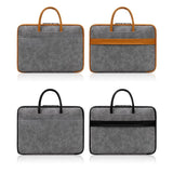 Waterproof Leather Computer Bag - 15 / 15.6 / 16 Inches Fully Open & Portable - Gray Black - Side View