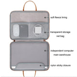 Waterproof Leather Computer Bag - 15 / 15.6 / 16 Inches Fully Open & Portable - Gray Black - Top-Down View