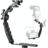Aluminum L-Shaped Flash Bracket Camera Holder - Black - Front View