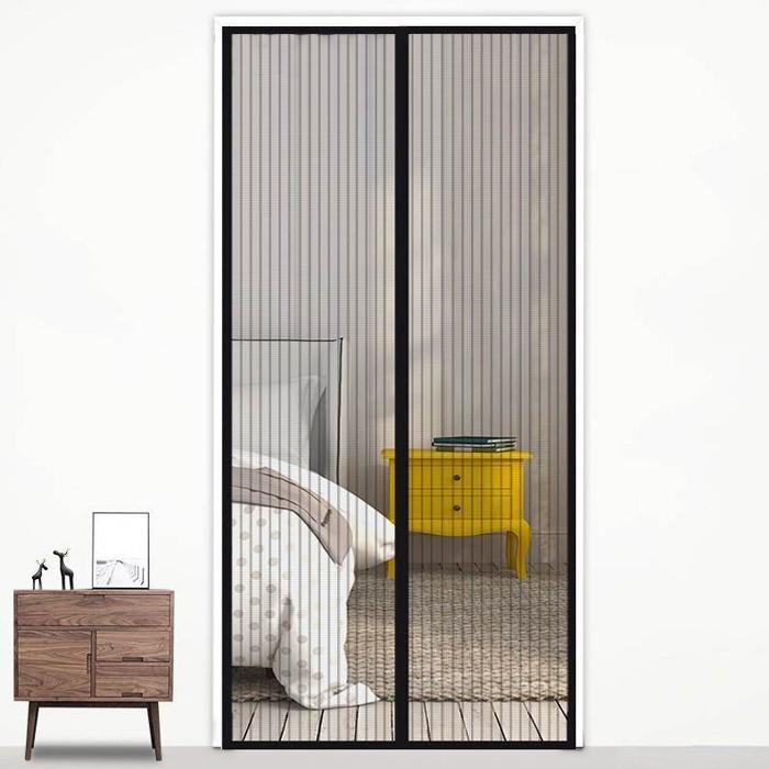 190x100cm Magnetic Mosquito-proof Screen Door Curtain - Magic Mesh - Black
