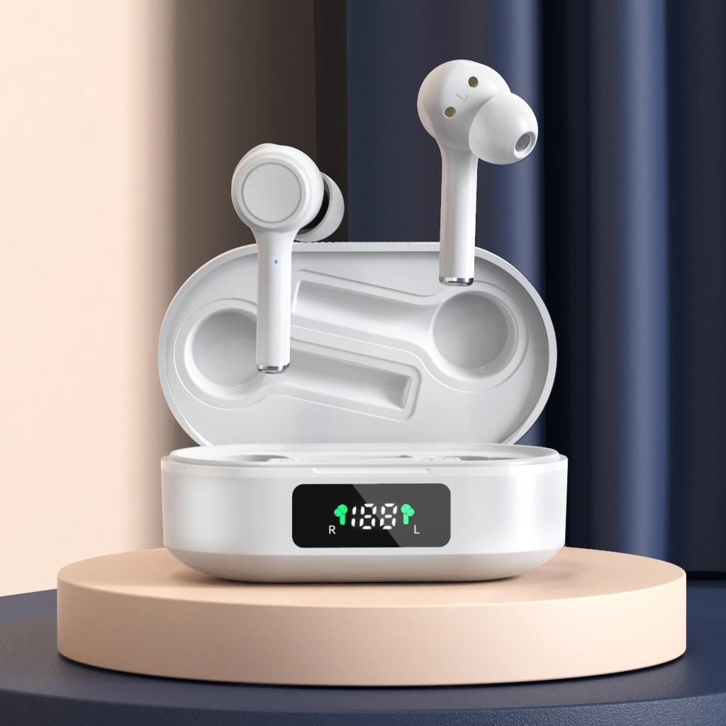Wireless Bluetooth 5.0 Earphone with Digital Display and Noise Reduction - Black