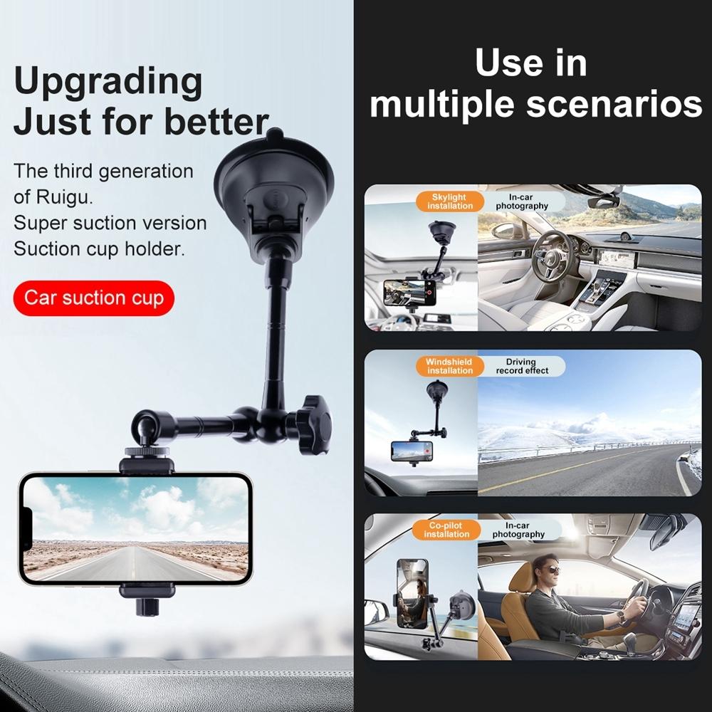 Single Suction Cup Arm Phone Mount with Connecting Rod