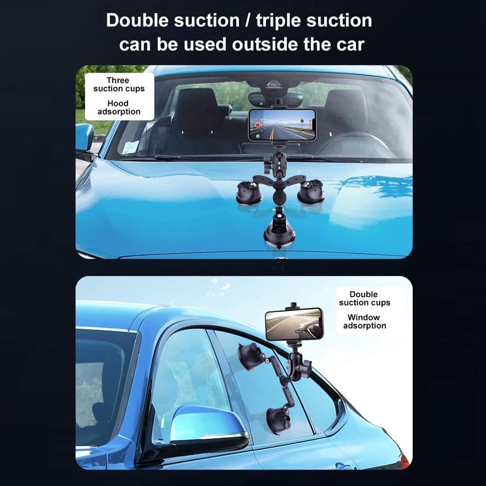 Single Suction Cup Arm Phone Mount with Connecting Rod