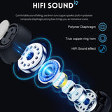Wireless Sports Bluetooth Earphones - Binaural Stereo 5.0 - Black - Rear View