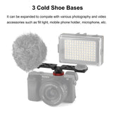 Triple Cold Shoe Bracket Mount - Black - 45-Degree Angle