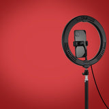 10.2 Usb Led Ring Light with 10 Modes Cold Shoe Tripod & Phone Clamp - Black