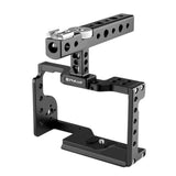 Video Camera Cage Stabilizer With Handle - Black for Sony A6600 - Front View