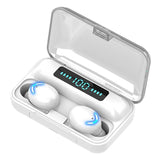 Wireless Noise-cancelling Earbuds with Breathing Light & Digital Display - Black - Front View