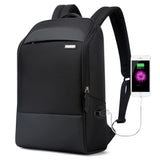 Waterproof Anti-Theft Usb Shoulder Bag - Large Capacity - Black - Front View