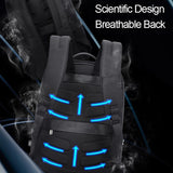 Waterproof Anti-Theft Usb Shoulder Bag - Large Capacity - Black - Rear View