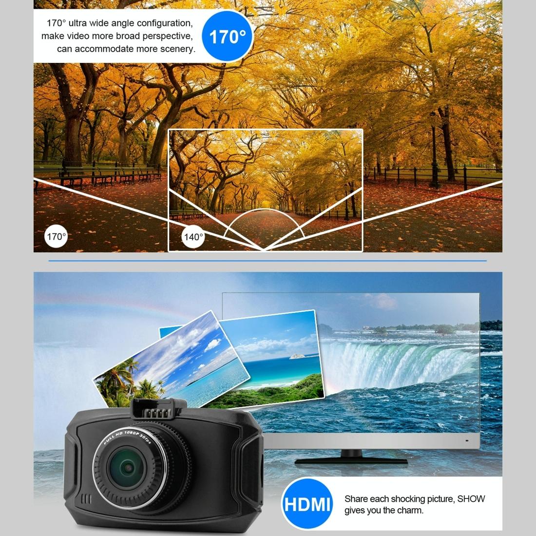 2.7 Lcd Car Dvr Camera with 170 Degree Wide Angle 2304 x 1296p Hd Screen