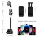 Magnetic Car Mount with Suction Cup Arm and Phone Clamp - Top-Down View