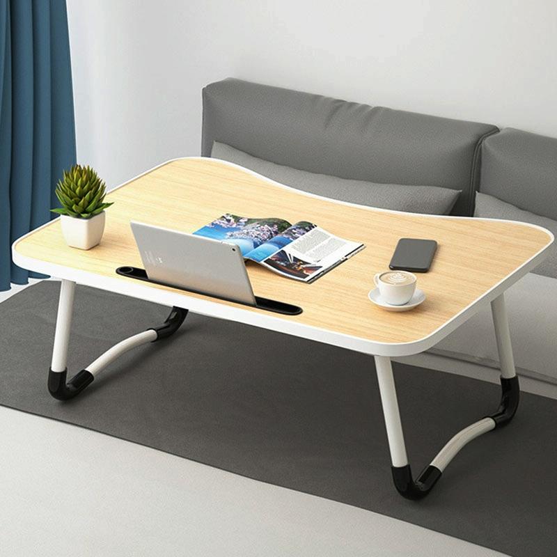 Adjustable Folding Laptop Desk with Non-slip Legs and Card Slot - Black