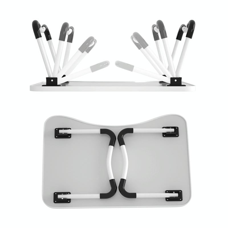 Adjustable Folding Laptop Desk with Non-slip Legs and Card Slot - Black