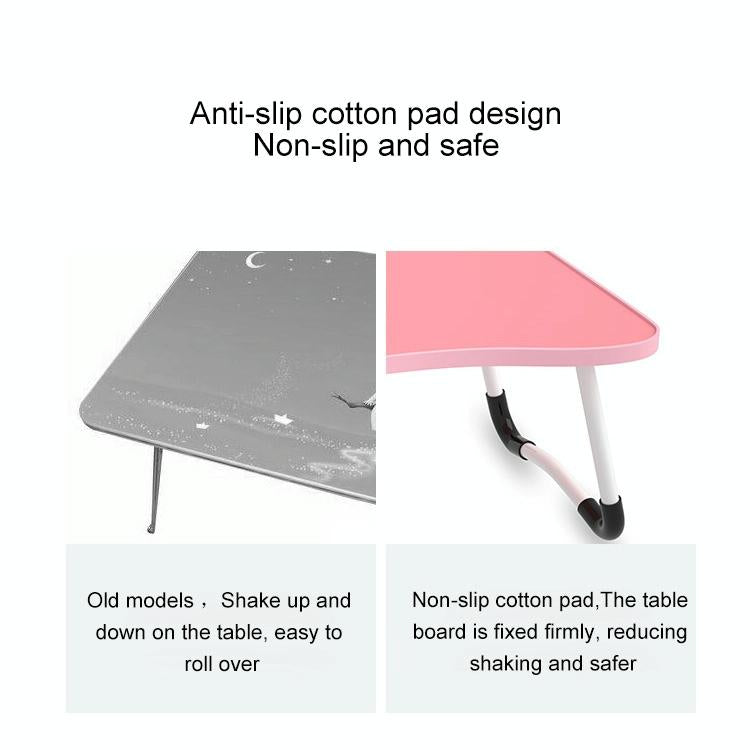 Adjustable Folding Laptop Desk with Non-slip Legs and Card Slot - Black