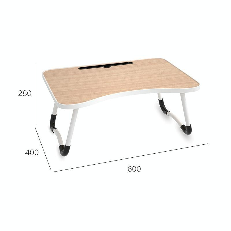 Adjustable Folding Laptop Desk with Non-slip Legs and Card Slot - Black