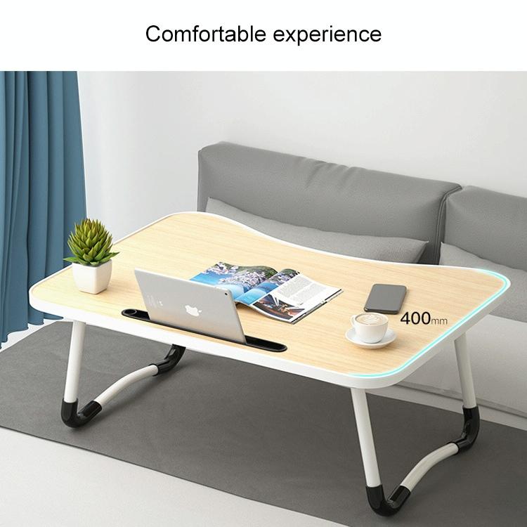 Adjustable Folding Laptop Desk with Non-slip Legs and Card Slot - Black