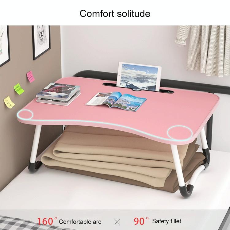 Adjustable Folding Laptop Desk with Non-slip Legs and Card Slot - Black