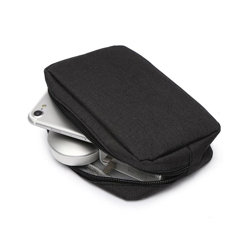 Versatile Headphone Charger & Data Cable Storage Bag - 23 x 11.5 x 5.5cm - Black