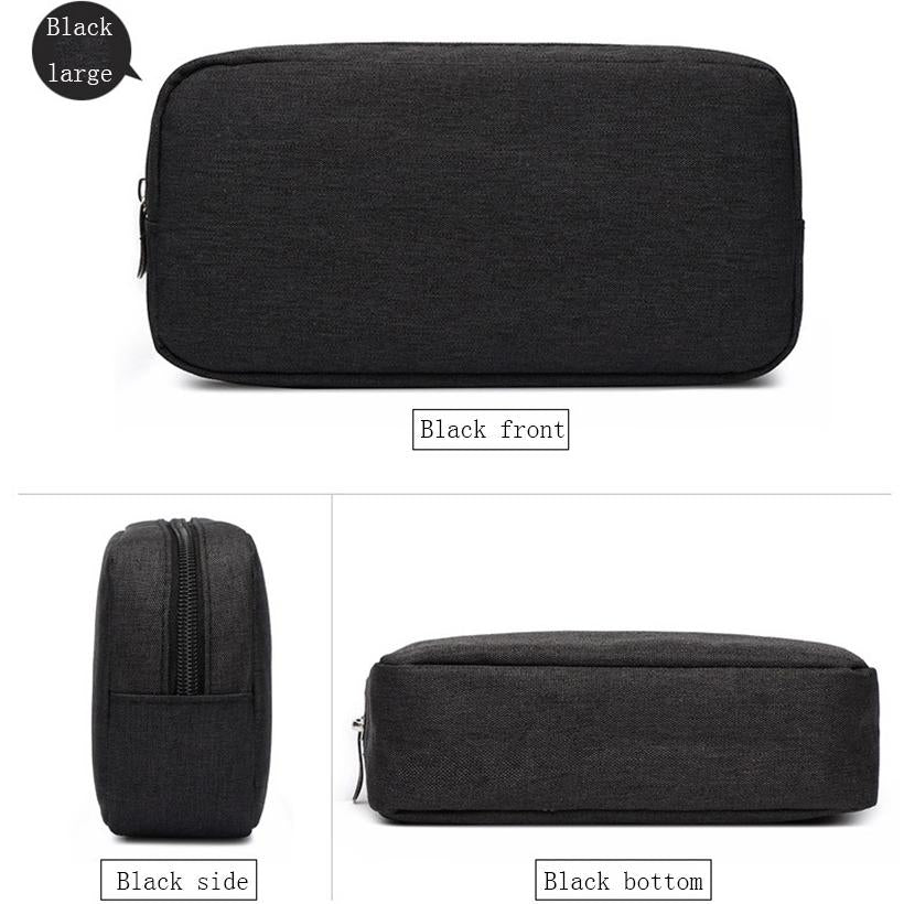 Versatile Headphone Charger & Data Cable Storage Bag - 23 x 11.5 x 5.5cm - Black