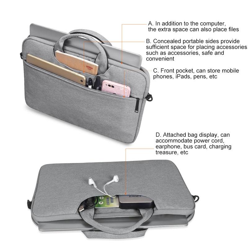 13.3 Inch Hidden Portable Strap One-shoulder Handbag - Waterproof Oxford Cloth - Black