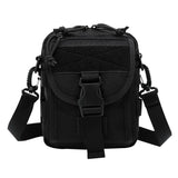 Army Style Oxford Cloth Crossbody Bag 17 X 15 X 8 Cm Shoulder Sling Hand Messenger Bag - Black - Side View