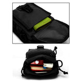 Army Style Oxford Cloth Crossbody Bag 17 X 15 X 8 Cm Shoulder Sling Hand Messenger Bag - Black - Top-Down View