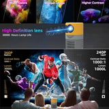 3000 Lumens Mini Projector With 100 Inch Screen - Black White - Close-Up Angle