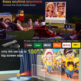 3000 Lumens Mini Projector With 100 Inch Screen - Black White - Low Angle