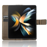 For Samsung Galaxy Z Fold4 5G Textured Leather Phone Case - Black - Extra Image