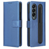 For Samsung Galaxy Z Fold4 5G Textured Leather Phone Case - Black