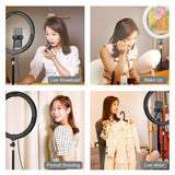 30cm Curved Surface Led Ring Light with Tripod and Phone Clamp - 10 Modes 8 Colours Usb Powered