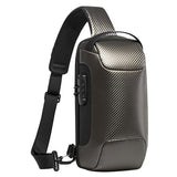 Carbon Fiber Anti Theft Waterproof Crossbody Chest Bag For Men & Women 34 X 18 X 10Cm - Black - Front View